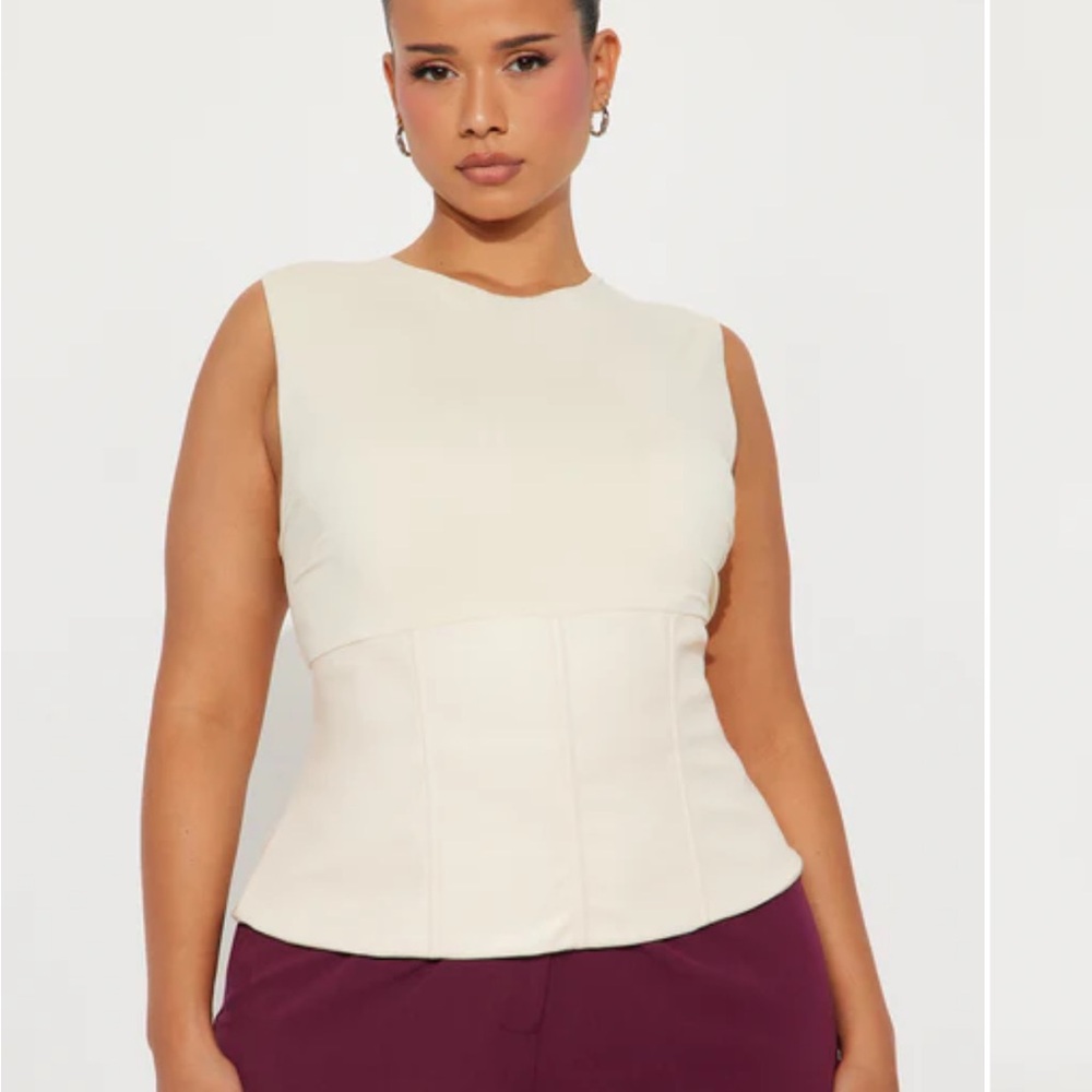 Fashion Nova Ivory Structured Peplum Tank